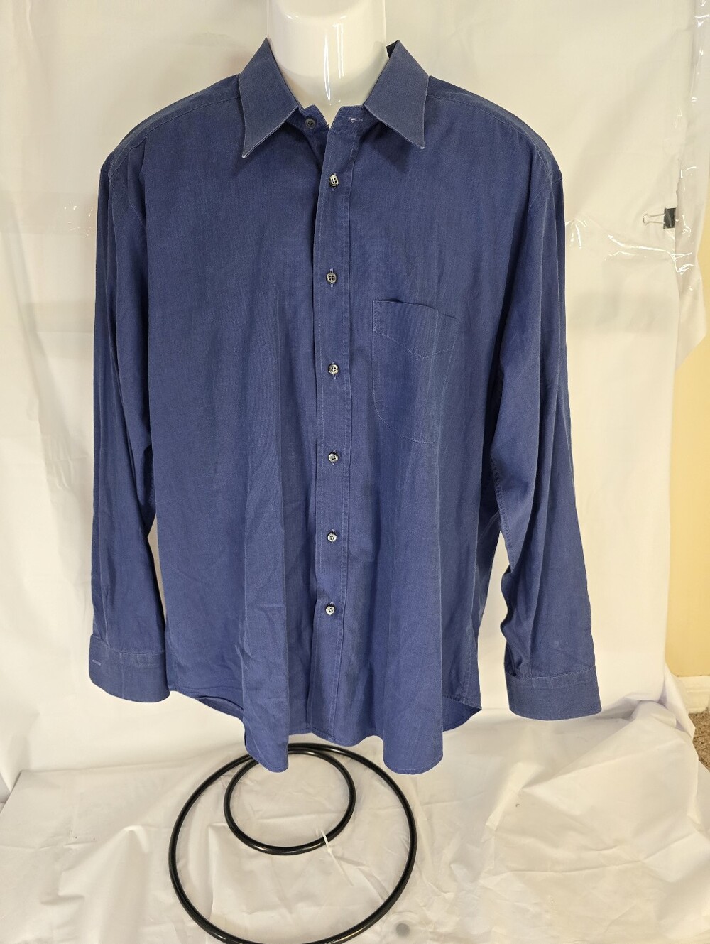 Vintage Fendi Uomo Dress Shirt Blue Long Sleeve Made in Italy 18 36 XXL